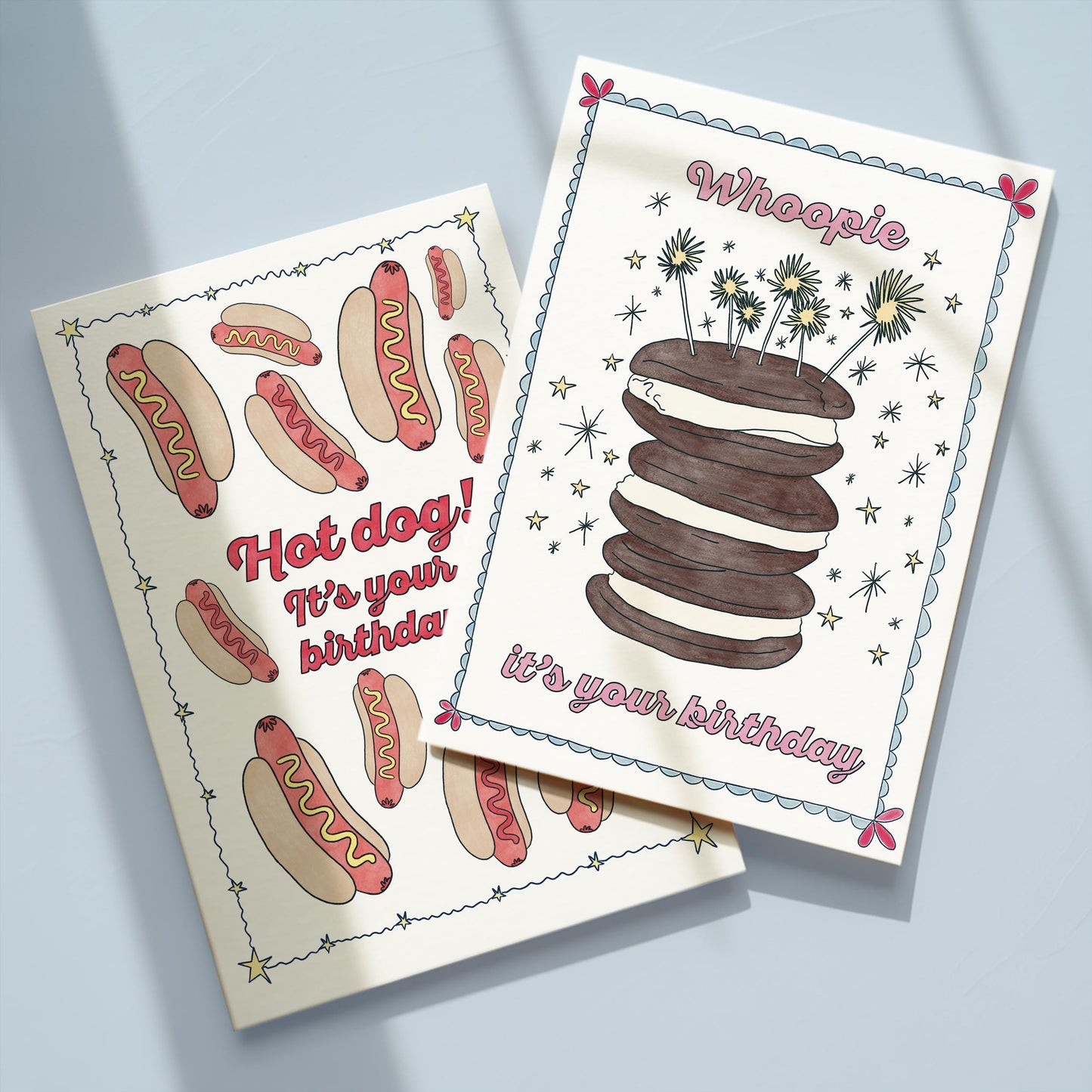 Hand Drawn Happy Birthday Greeting Card | 5.5x6.5 Inch | Blank Inside Greeting Card | Whoopie Pie Birthday | Whimsical Birthday Card