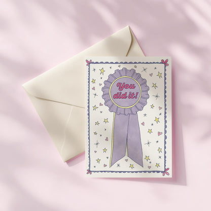 You Did It Congrats Greeting Card | 5.5x6.5 Inch | Blank Inside Greeting Card | Greeting Card for Graduation | Celebration Greeting Card