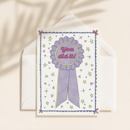 You Did It Congrats Greeting Card | 5.5x6.5 Inch | Blank Inside Greeting Card | Greeting Card for Graduation | Celebration Greeting Card