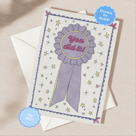 You Did It Congrats Greeting Card | 5.5x6.5 Inch | Blank Inside Greeting Card | Greeting Card for Graduation | Celebration Greeting Card