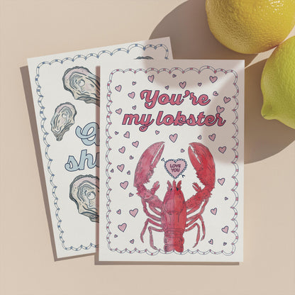You're My Lobster Greeting Card | 5.5x6.5 Inch | Blank Inside Greeting Card | Girlfriend Card | Valentine's Day Card | Card for Husband