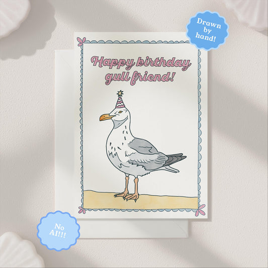 Hand Drawn Happy Birthday Greeting Card | 5.5x6.5 Inch | Blank Inside Greeting Card | Girlfriend Card | Friend Birthday Greeting Card