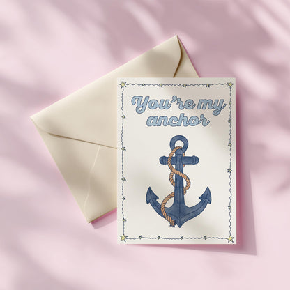 Thank You You're My Anchor Greeting Card | 5.5x6.5 Inch | Blank Inside Greeting Card | Baby Shower Card | Sympathy Card | Thank You Card