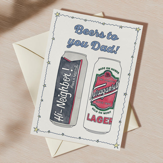 Beers to You Dad Greeting Card | 5.5x6.5 Inch | Blank Inside Greeting Card | Dad's Birthday Greeting Card | Father's Day Greeting Card