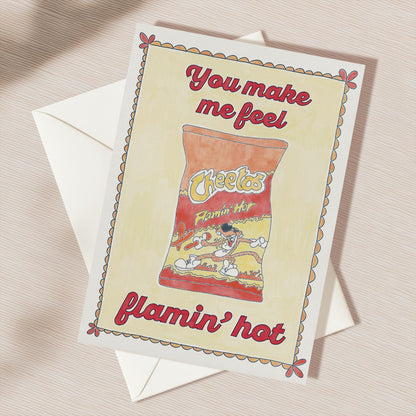 Hot Cheetos Love Romance Greeting Card | 5.5x6.5 Inch | Blank Inside Greeting Card | Greeting Card for Valentine's Day | Sexy Greeting Card