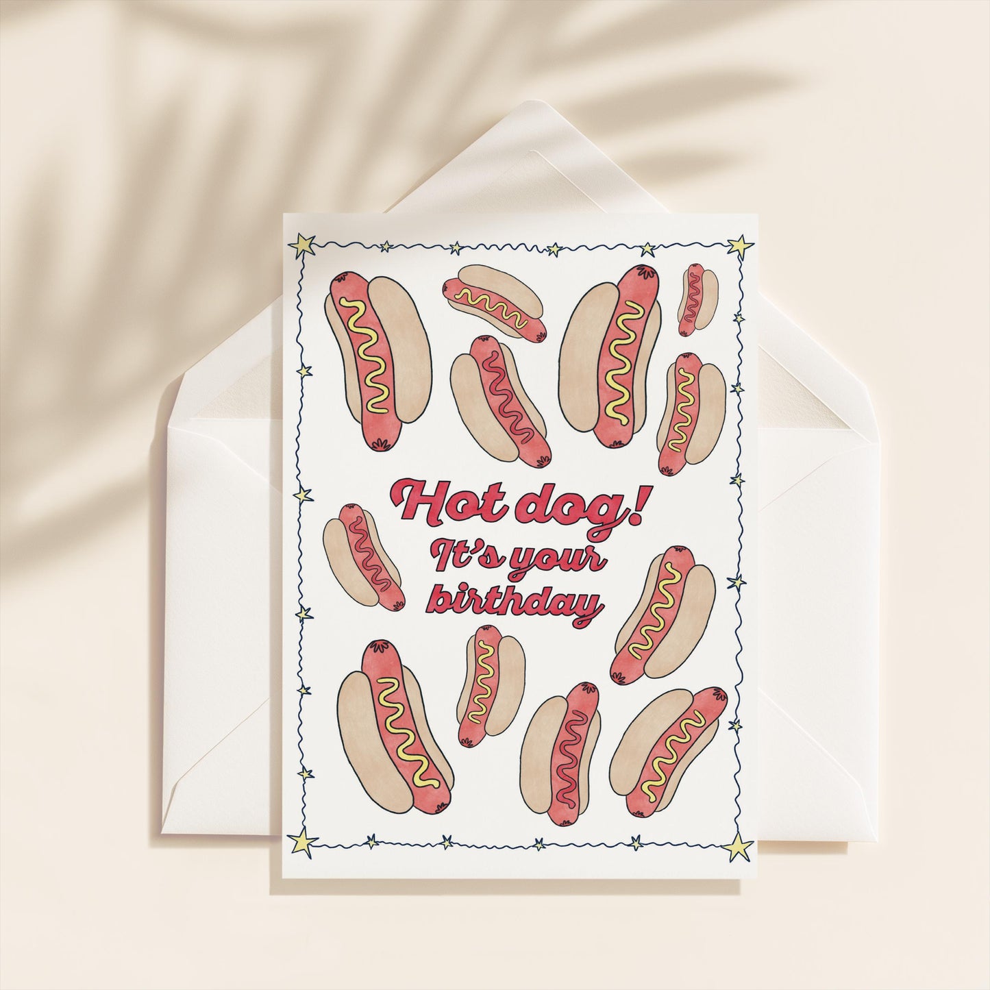 Happy Birthday Greeting Card | 5.5x6.5 Inch | Blank Inside Greeting Card | Hot Dog Stationary | Birthday Card | Hot Dog It's Your Birthday!