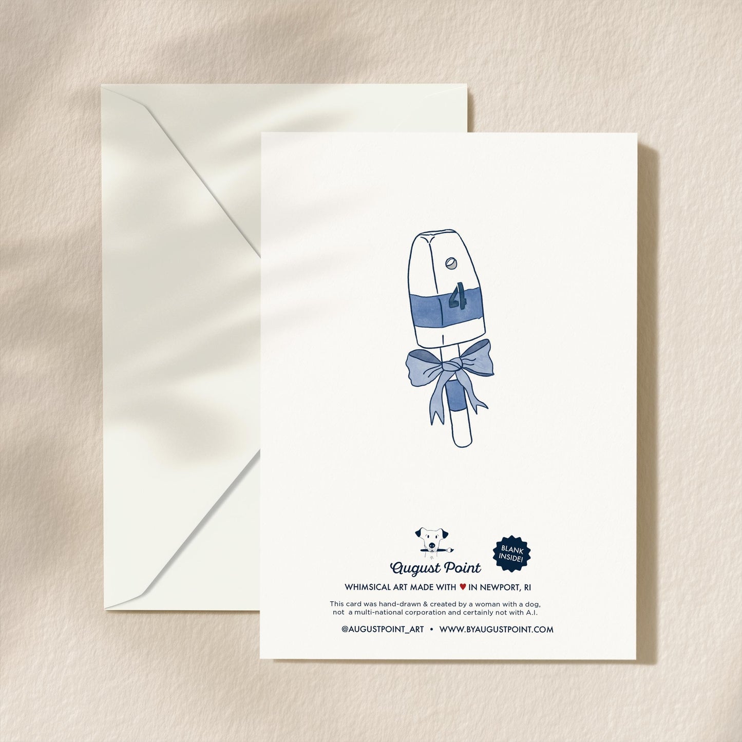 Hand Drawn It's A Buoy New Baby Greeting Card | 5.5x6.5 Inch | Blank Inside Greeting Card | Nautical Stationary | Baby Shower Card