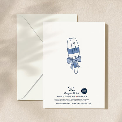 Hand Drawn It's A Buoy New Baby Greeting Card | 5.5x6.5 Inch | Blank Inside Greeting Card | Nautical Stationary | Baby Shower Card