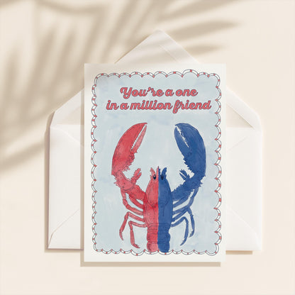 One In A Million Friend Greeting Card | 5.5x6.5 Inch | Blank Inside Greeting Card | Baby Shower Card | Sympathy Card | Thank You Card
