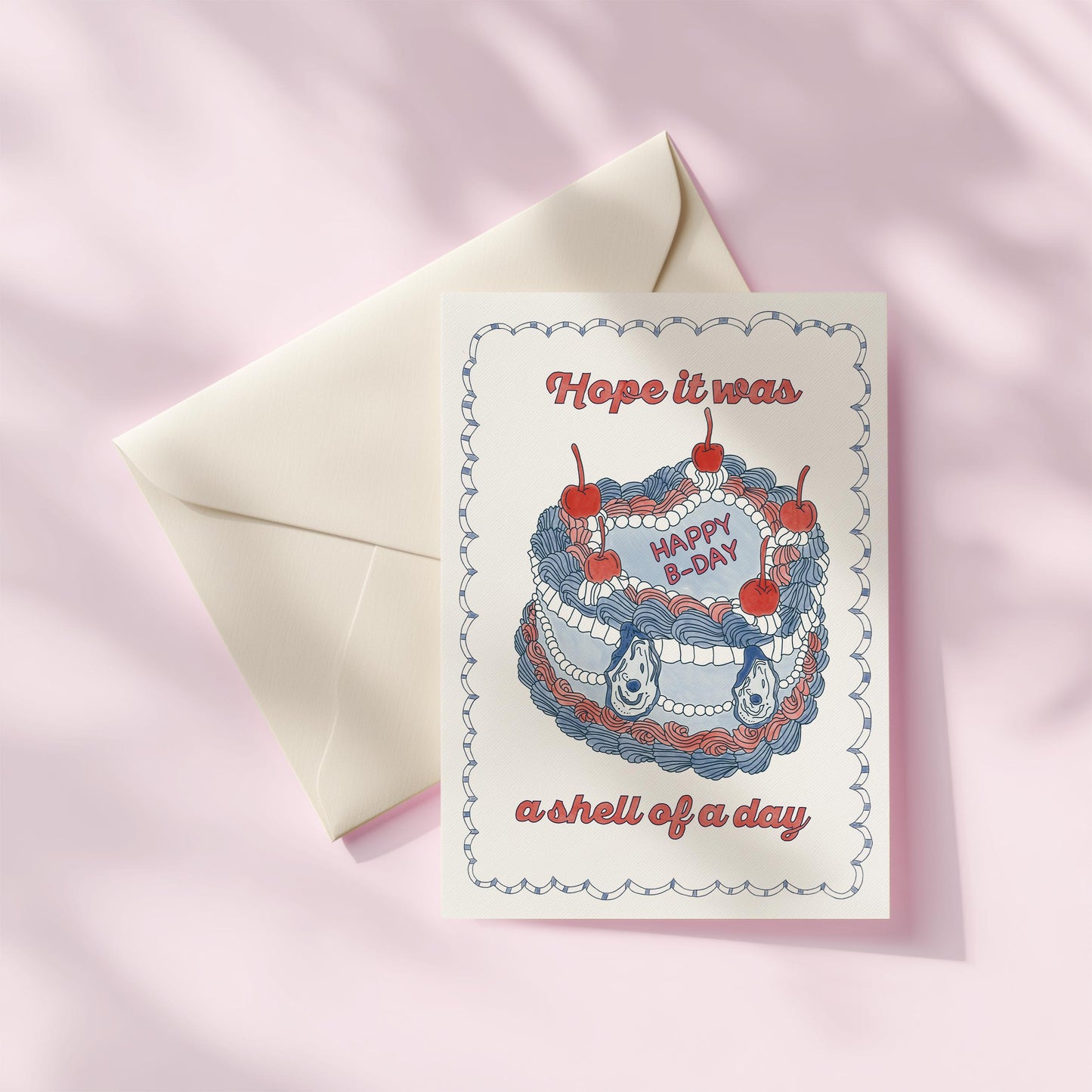 Hand Drawn Belated Happy Birthday Card | 5.5x6.5 Inch | Blank Inside Greeting Card | Vintage Cake Card | Late Birthday Card