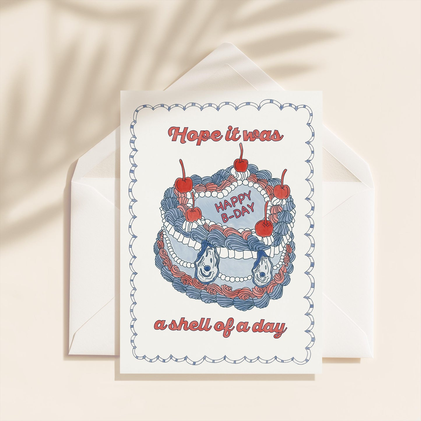 Hand Drawn Belated Happy Birthday Card | 5.5x6.5 Inch | Blank Inside Greeting Card | Vintage Cake Card | Late Birthday Card