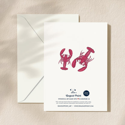 There For You Sympathy Greeting Card | 5.5x6.5 Inch | Blank Inside Greeting Card | Lobster Card | Whimsical Nautical Sympathy Card