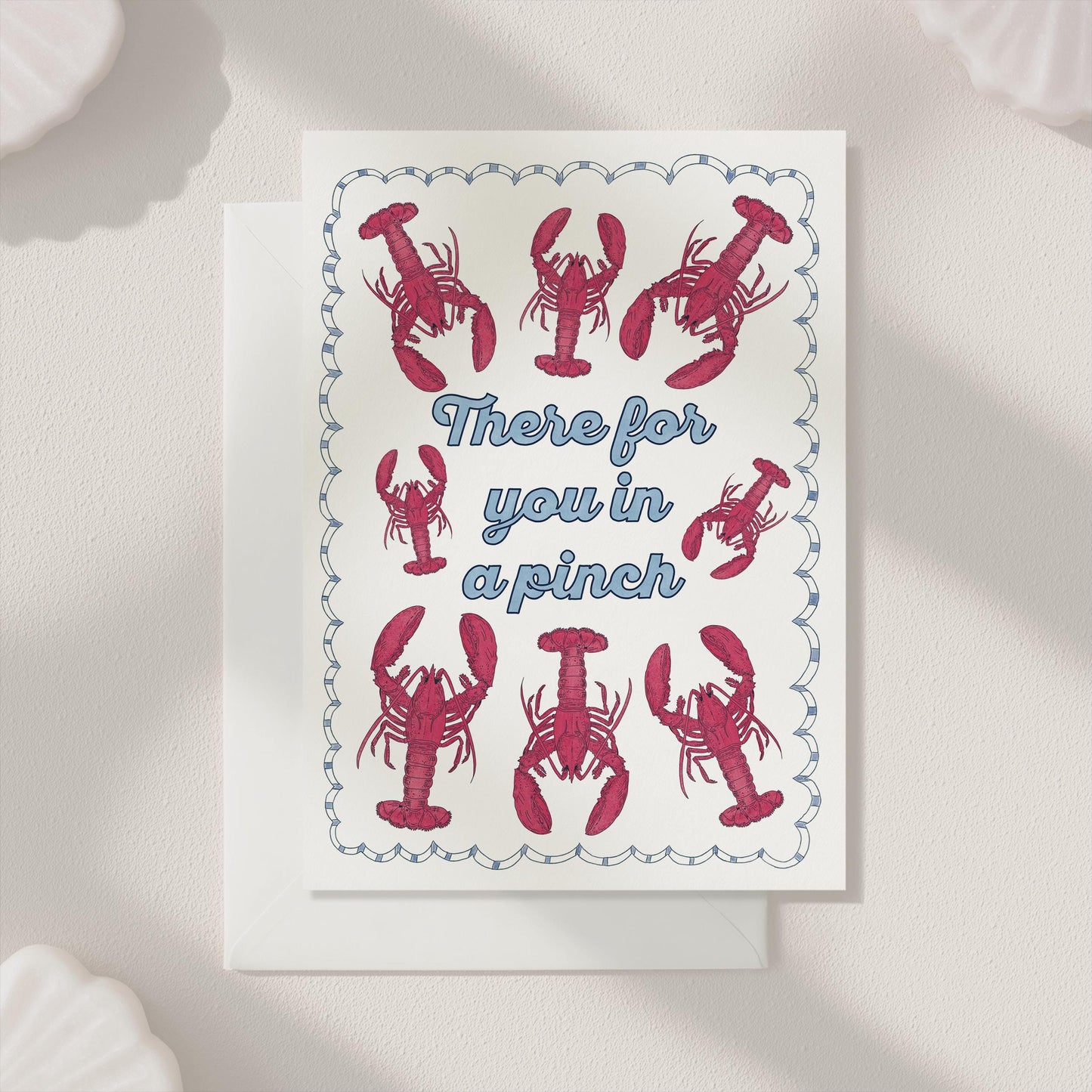 There For You Sympathy Greeting Card | 5.5x6.5 Inch | Blank Inside Greeting Card | Lobster Card | Whimsical Nautical Sympathy Card
