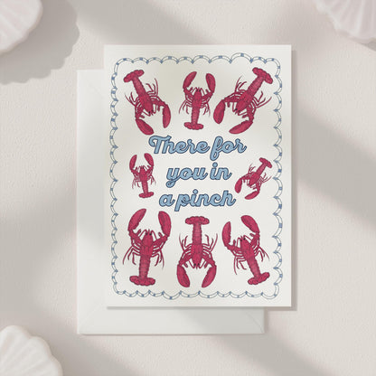 There For You Sympathy Greeting Card | 5.5x6.5 Inch | Blank Inside Greeting Card | Lobster Card | Whimsical Nautical Sympathy Card