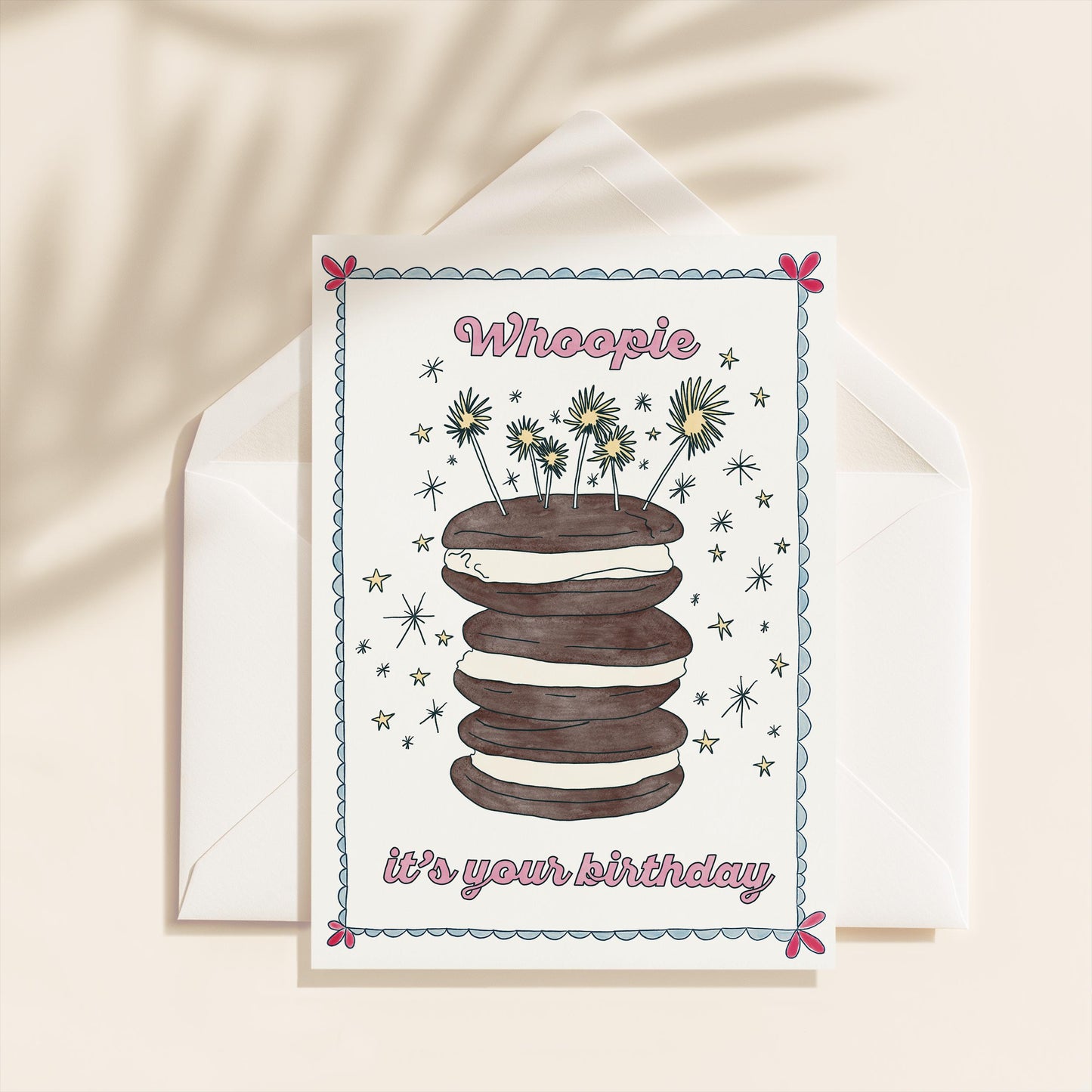 Hand Drawn Happy Birthday Greeting Card | 5.5x6.5 Inch | Blank Inside Greeting Card | Whoopie Pie Birthday | Whimsical Birthday Card