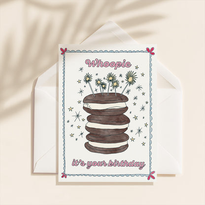 Hand Drawn Happy Birthday Greeting Card | 5.5x6.5 Inch | Blank Inside Greeting Card | Whoopie Pie Birthday | Whimsical Birthday Card