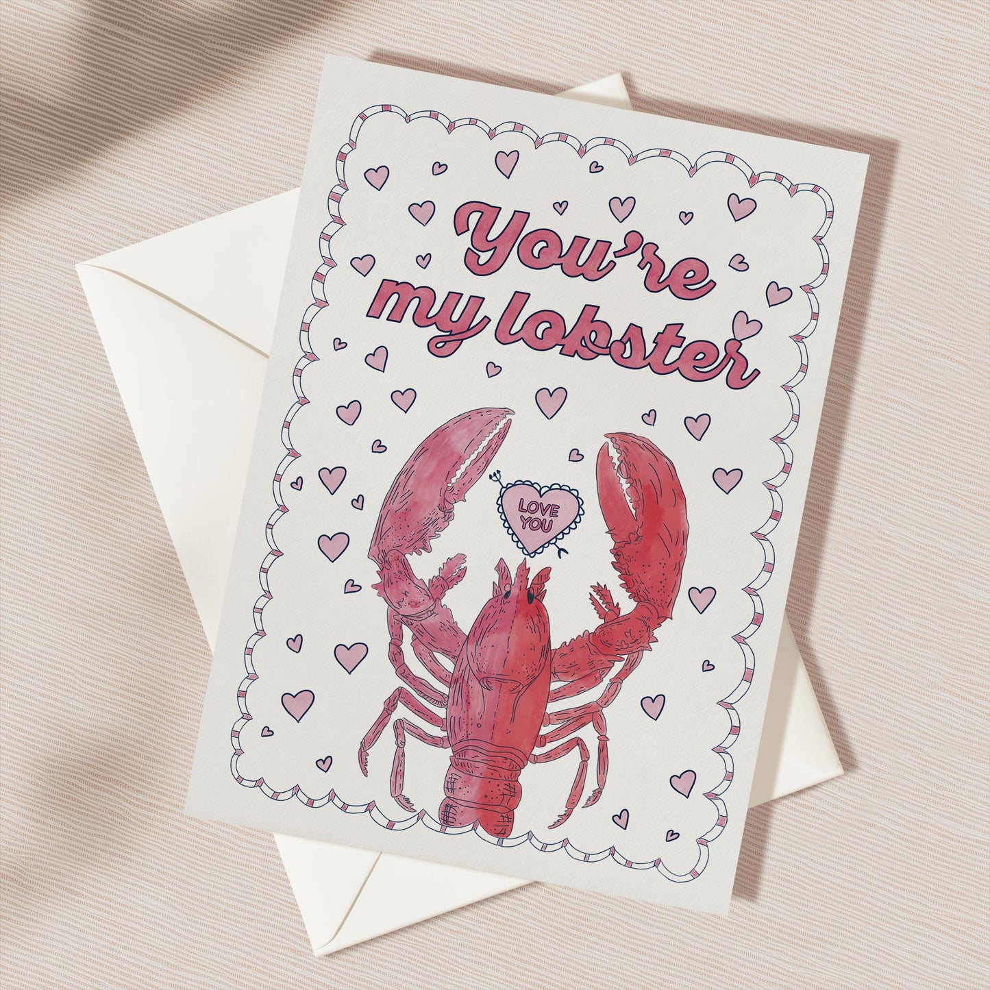 You're My Lobster Greeting Card | 5.5x6.5 Inch | Blank Inside Greeting Card | Girlfriend Card | Valentine's Day Card | Card for Husband