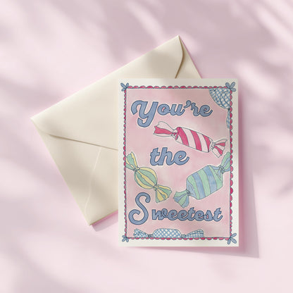 You're The Sweetest Love Greeting Card | 5.5x6.5 Inch | Blank Inside Greeting Card | Thank You Card | Card for Friend | Card for Husband