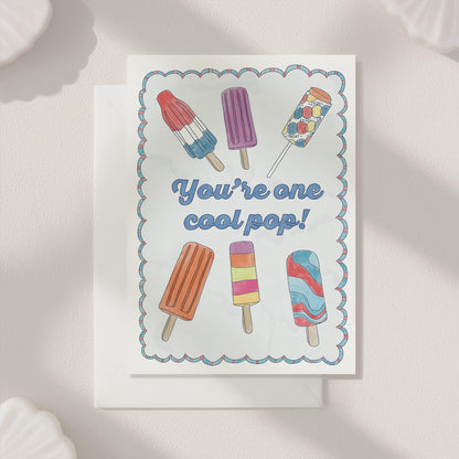 One Cool Pop Dad Greeting Card | 5.5x6.5 Inch | Blank Inside Greeting Card | Dad's Birthday Greeting Card | Father's Day Greeting Card