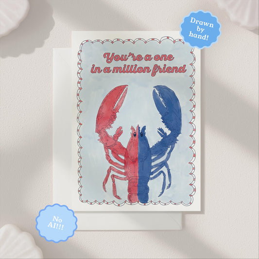 One In A Million Friend Greeting Card | 5.5x6.5 Inch | Blank Inside Greeting Card | Baby Shower Card | Sympathy Card | Thank You Card