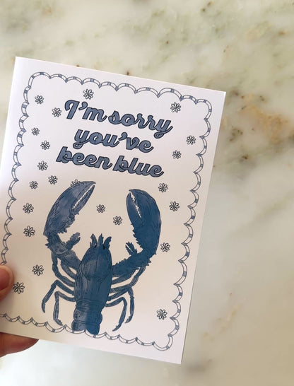 Sorry You’ve Been Blue Lobster Card | Blank Inside