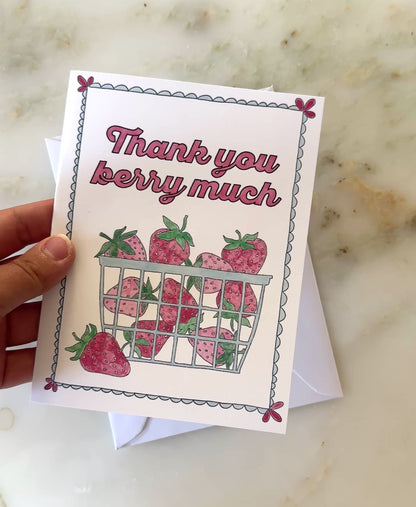 Thank You Berry Much Card | Blank Inside